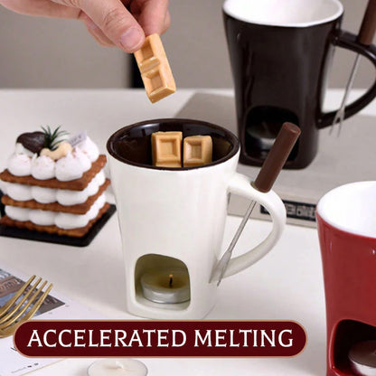 🍫 50 % DE RÉDUCTION EN CE MOMENT ! ☕ Tasse à fondue au chocolat en céramique | Chauffe-plat à bougie – 200 ml ✨
