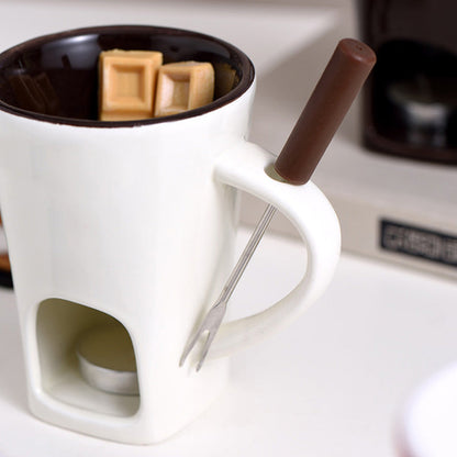 🍫 50 % DE RÉDUCTION EN CE MOMENT ! ☕ Tasse à fondue au chocolat en céramique | Chauffe-plat à bougie – 200 ml ✨