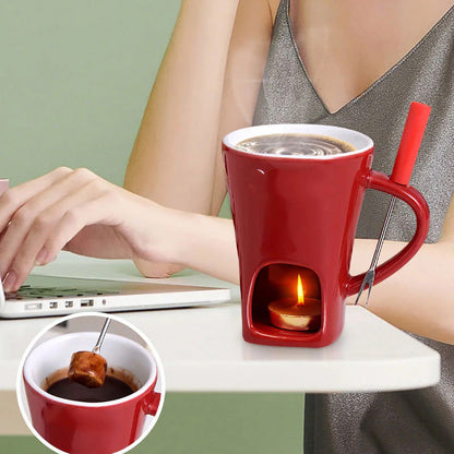 🍫 50 % DE RÉDUCTION EN CE MOMENT ! ☕ Tasse à fondue au chocolat en céramique | Chauffe-plat à bougie – 200 ml ✨