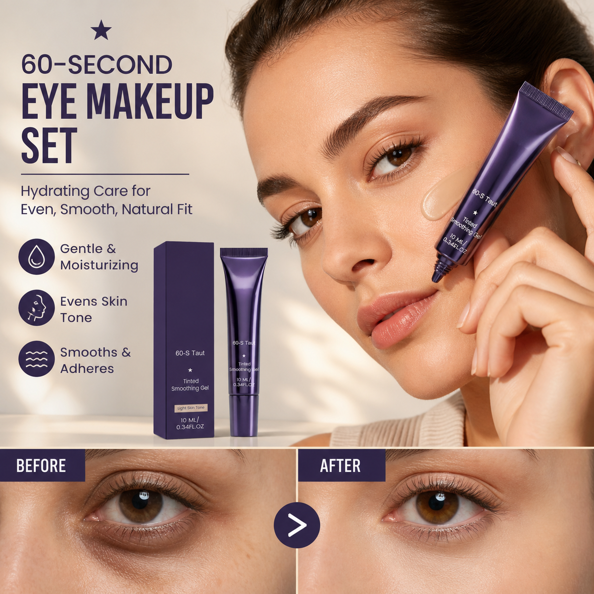 💰 Économies exceptionnelles - 50 % DE RÉDUCTION 🔥 Kit de maquillage pour les yeux « 60 secondes » – Gel teinté raffermissant pour les poches et les cernes