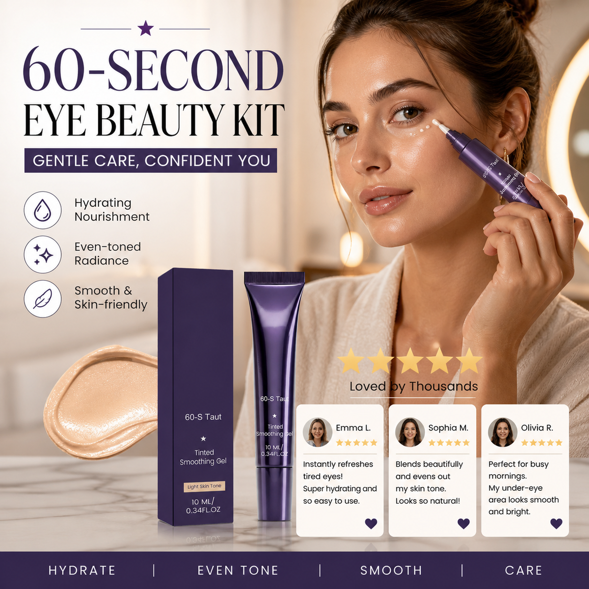 💰 Économies exceptionnelles - 50 % DE RÉDUCTION 🔥 Kit de maquillage pour les yeux « 60 secondes » – Gel teinté raffermissant pour les poches et les cernes