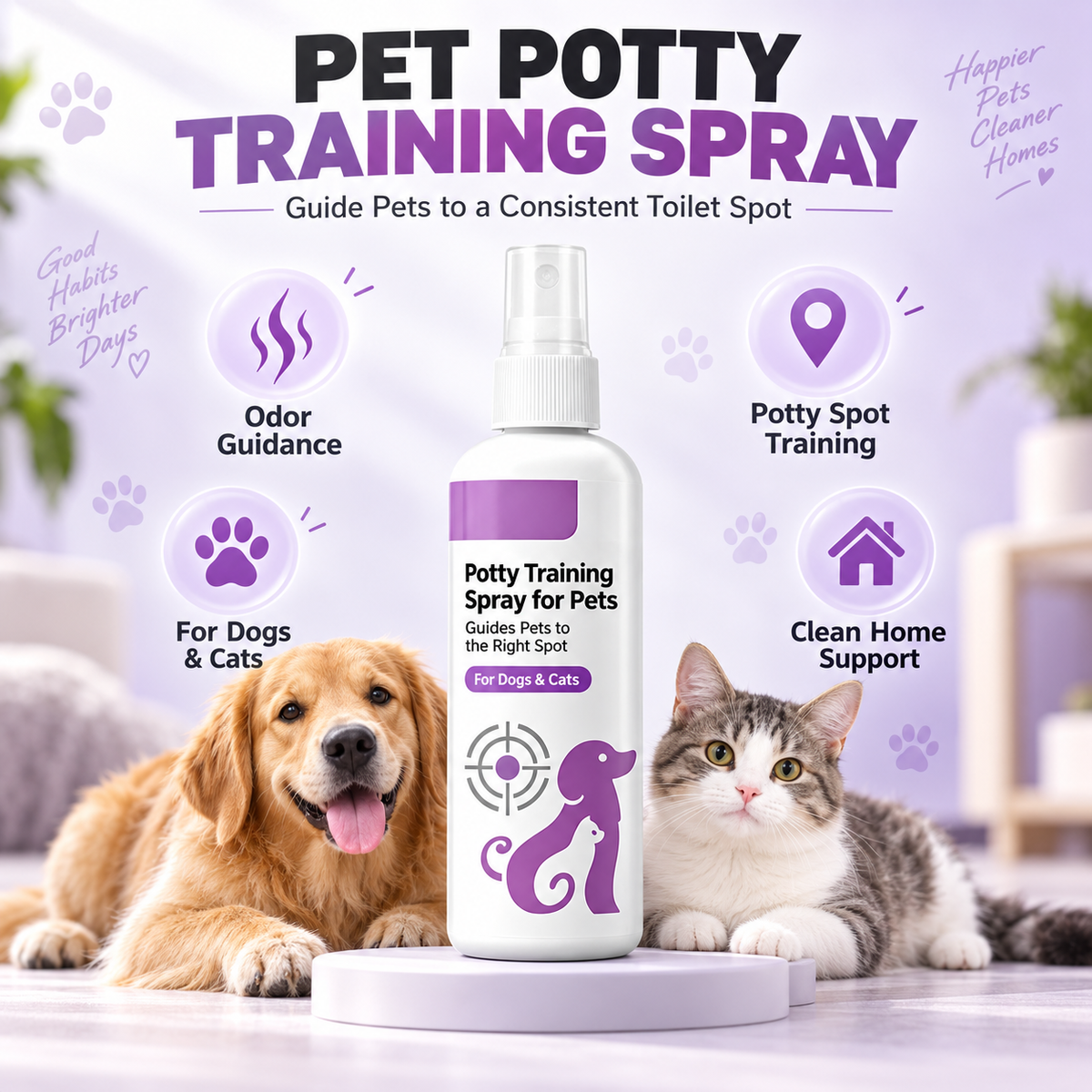 Spray d'apprentissage de la propreté pour chiens et chats