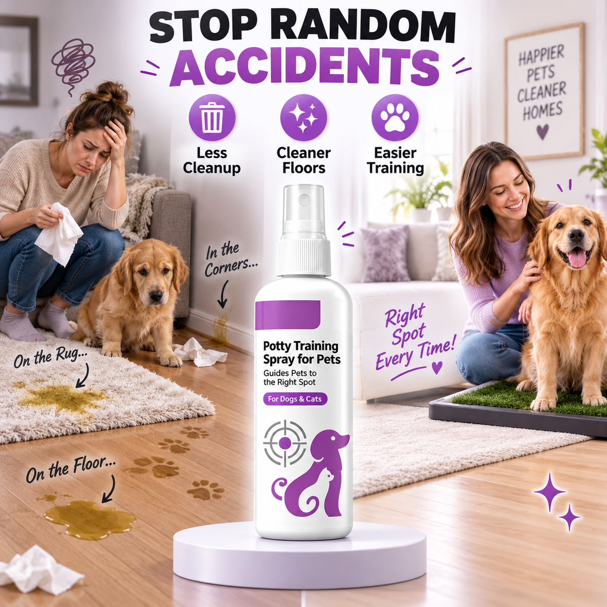 Spray d'apprentissage de la propreté pour chiens et chats