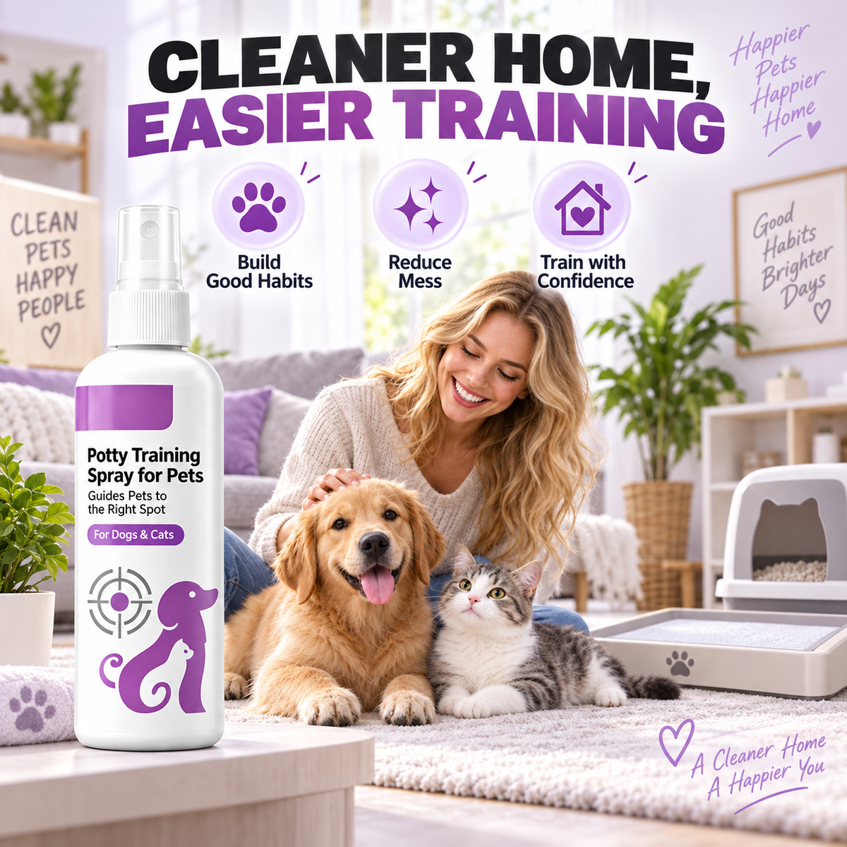 Spray d'apprentissage de la propreté pour chiens et chats
