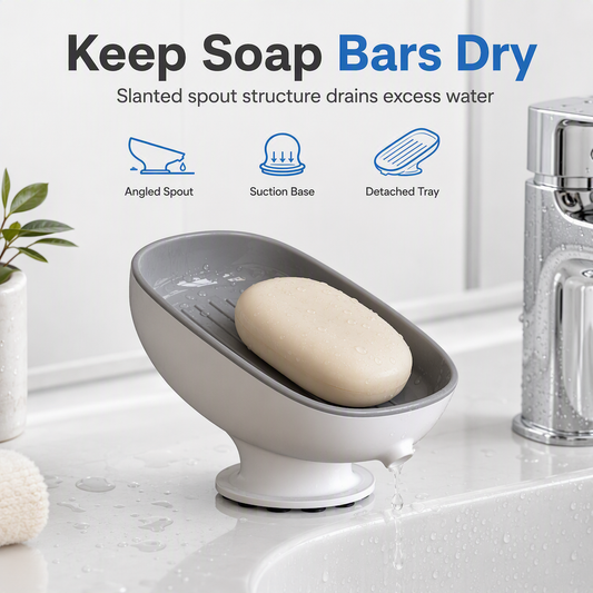 🧼 50 % DE RÉDUCTION ! ✨Porte-savon mural à double couche, support de savon auto-drainant à ventouse 🚿