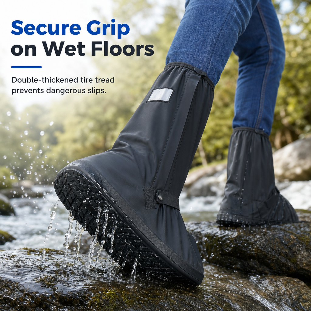 🔥PROMO FLASH -50%👢Couvre-chaussures silicone haute tige, imperméable, garde les pieds au sec sous la pluie🌧️