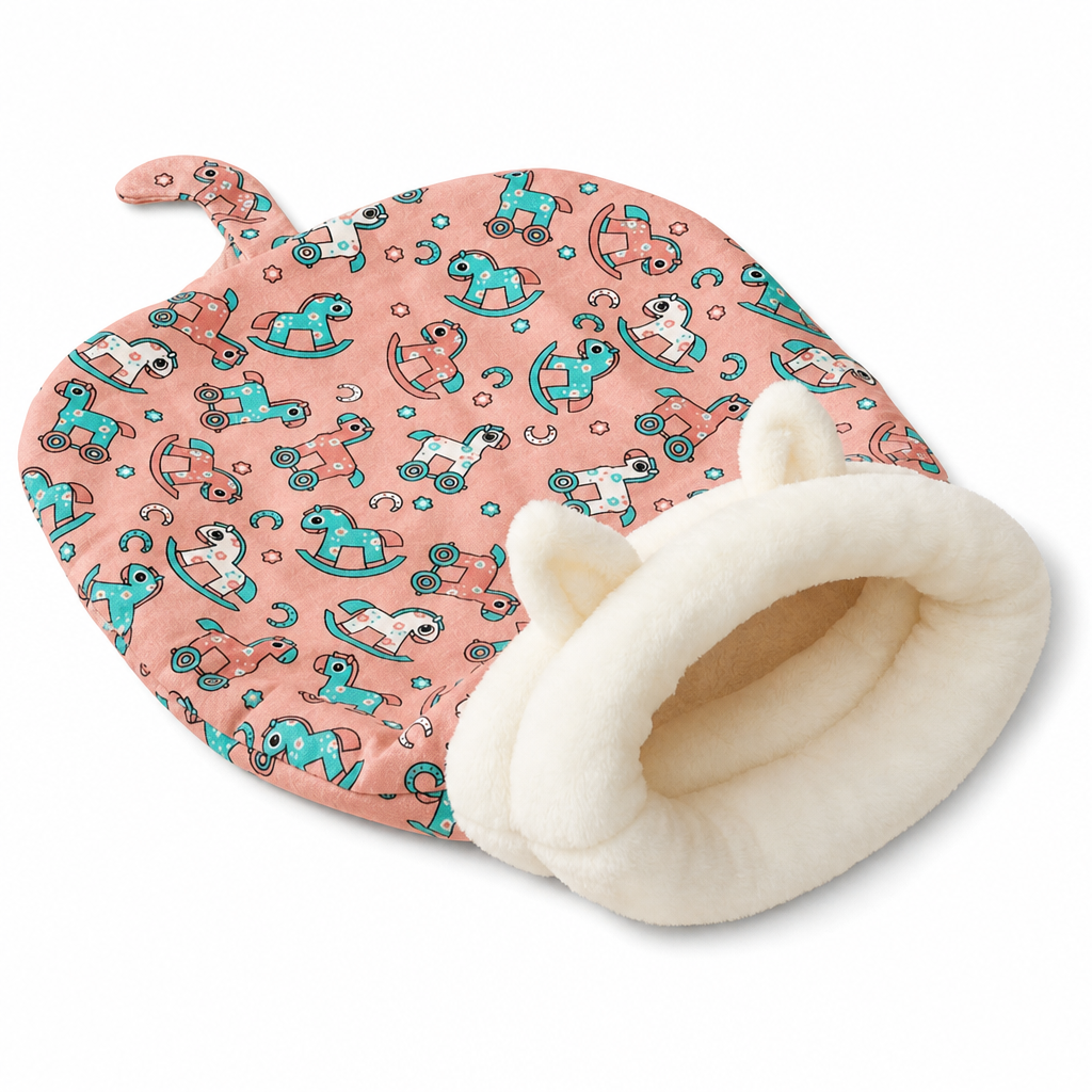 🐈🛏️ Nid-caverne Semi-fermé pour Chats et Petits Chiens – Chaud, Coupe-vent et Douillet pour un Sommeil Profond