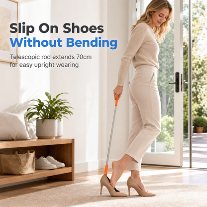 👟 50% DE RÉDUCTION! 🦯 Chausse-pied télescopique – Inox, long manche & pratique ✨