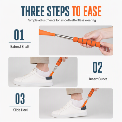 👟 50% DE RÉDUCTION! 🦯 Chausse-pied télescopique – Inox, long manche & pratique ✨