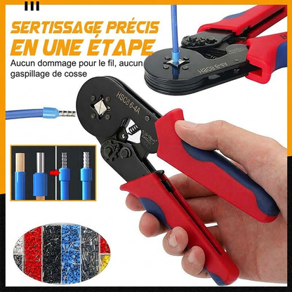 🔧⚡ Pince à Sertir à Cliquet pour Embouts Tubulaires – Précise, Ergonomique et à Déverrouillage Automatique
