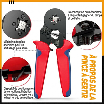 🔧⚡ Pince à Sertir à Cliquet pour Embouts Tubulaires – Précise, Ergonomique et à Déverrouillage Automatique