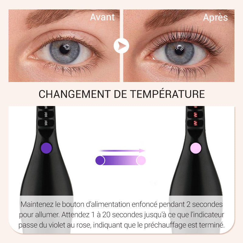 🔥👁️ Recourbe-cils chauffant électrique – Mini recourbe-cils portable rechargeable pour un relevé et une courbure longue durée 💕