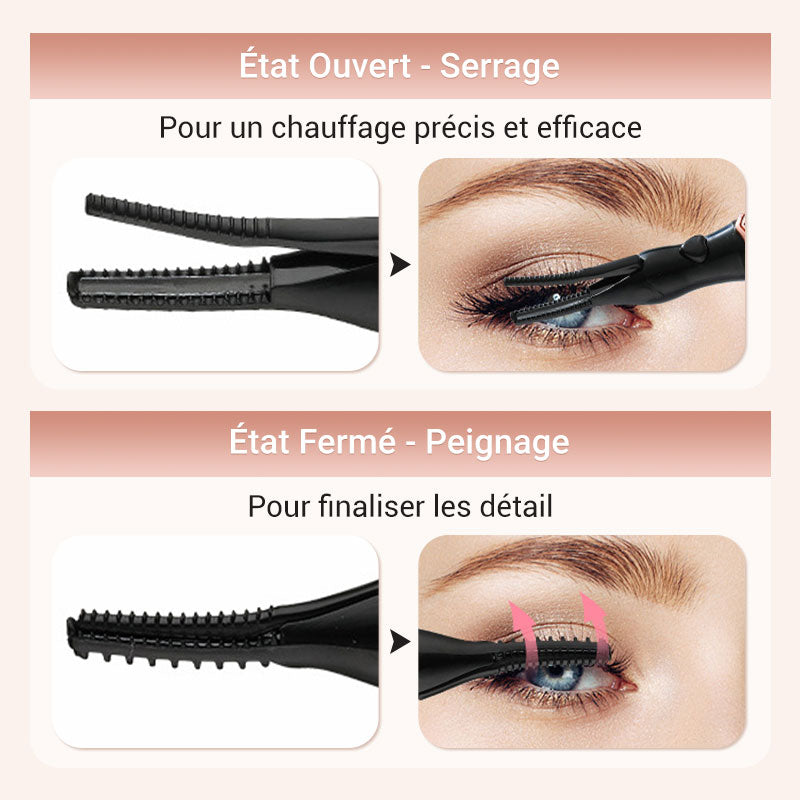 🔥👁️ Recourbe-cils chauffant électrique – Mini recourbe-cils portable rechargeable pour un relevé et une courbure longue durée 💕