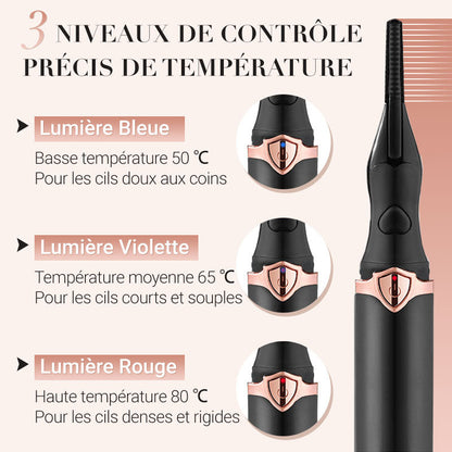 🔥👁️ Recourbe-cils chauffant électrique – Mini recourbe-cils portable rechargeable pour un relevé et une courbure longue durée 💕