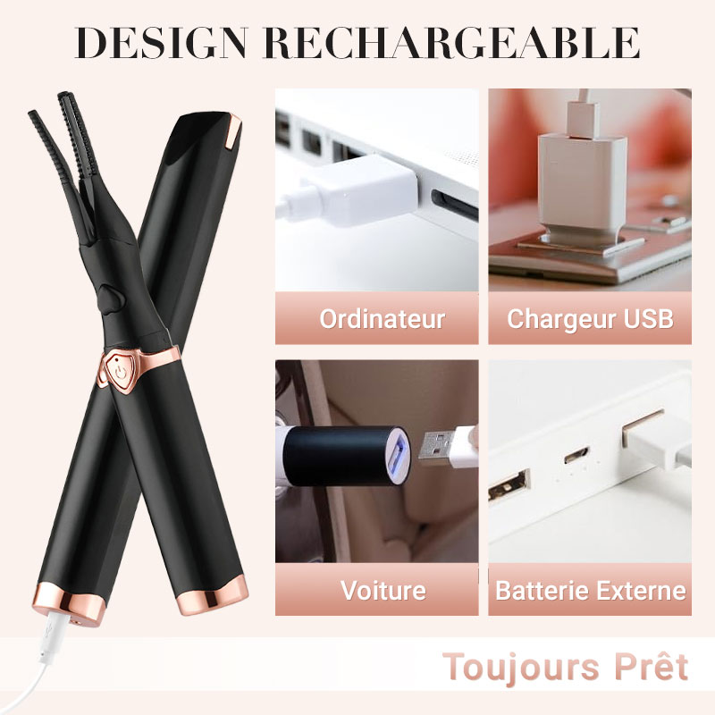 🔥👁️ Recourbe-cils chauffant électrique – Mini recourbe-cils portable rechargeable pour un relevé et une courbure longue durée 💕