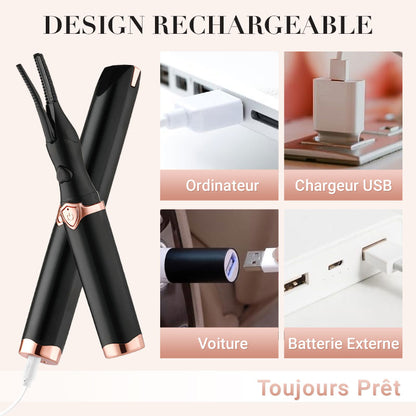 🔥👁️ Recourbe-cils chauffant électrique – Mini recourbe-cils portable rechargeable pour un relevé et une courbure longue durée 💕
