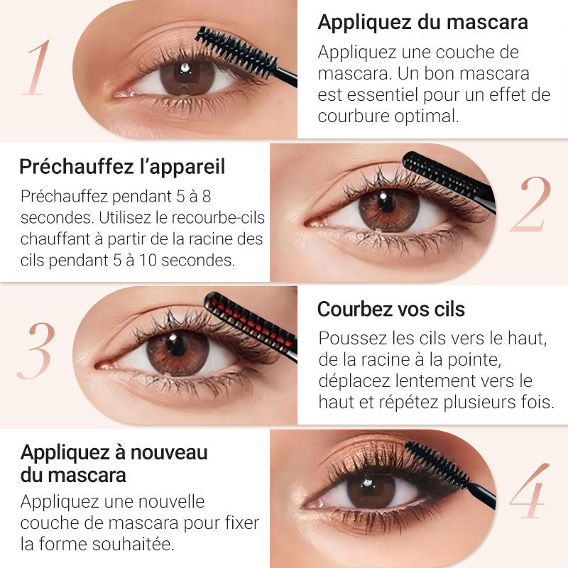 🔥👁️ Recourbe-cils chauffant électrique – Mini recourbe-cils portable rechargeable pour un relevé et une courbure longue durée 💕