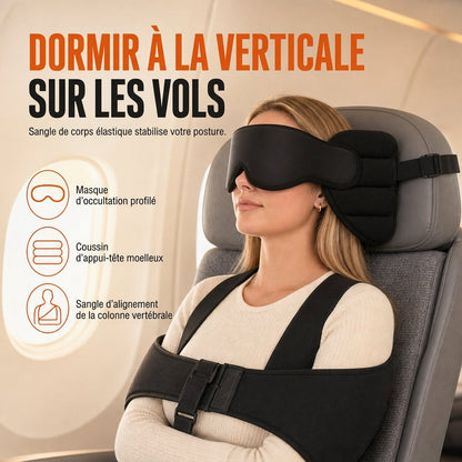 ✈️💤 Kit de Sommeil Suspendu pour Avion & Voyage – Maintien Cervical Anti-Affaissement, Masque 3D 100% Occultant & Repose-Bras Confort ✨
