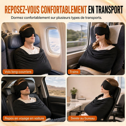 ✈️💤 Kit de Sommeil Suspendu pour Avion & Voyage – Maintien Cervical Anti-Affaissement, Masque 3D 100% Occultant & Repose-Bras Confort ✨