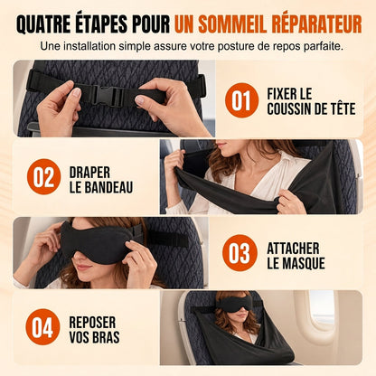 ✈️💤 Kit de Sommeil Suspendu pour Avion & Voyage – Maintien Cervical Anti-Affaissement, Masque 3D 100% Occultant & Repose-Bras Confort ✨