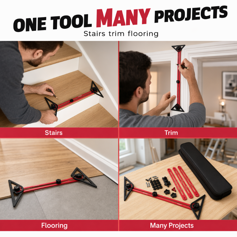 📐 50 % DE RÉDUCTION EN CE MOMENT ! 🔧 Kit d'outils multifonctions pour le marquage du bois – Mesurer, bloquer et marquer