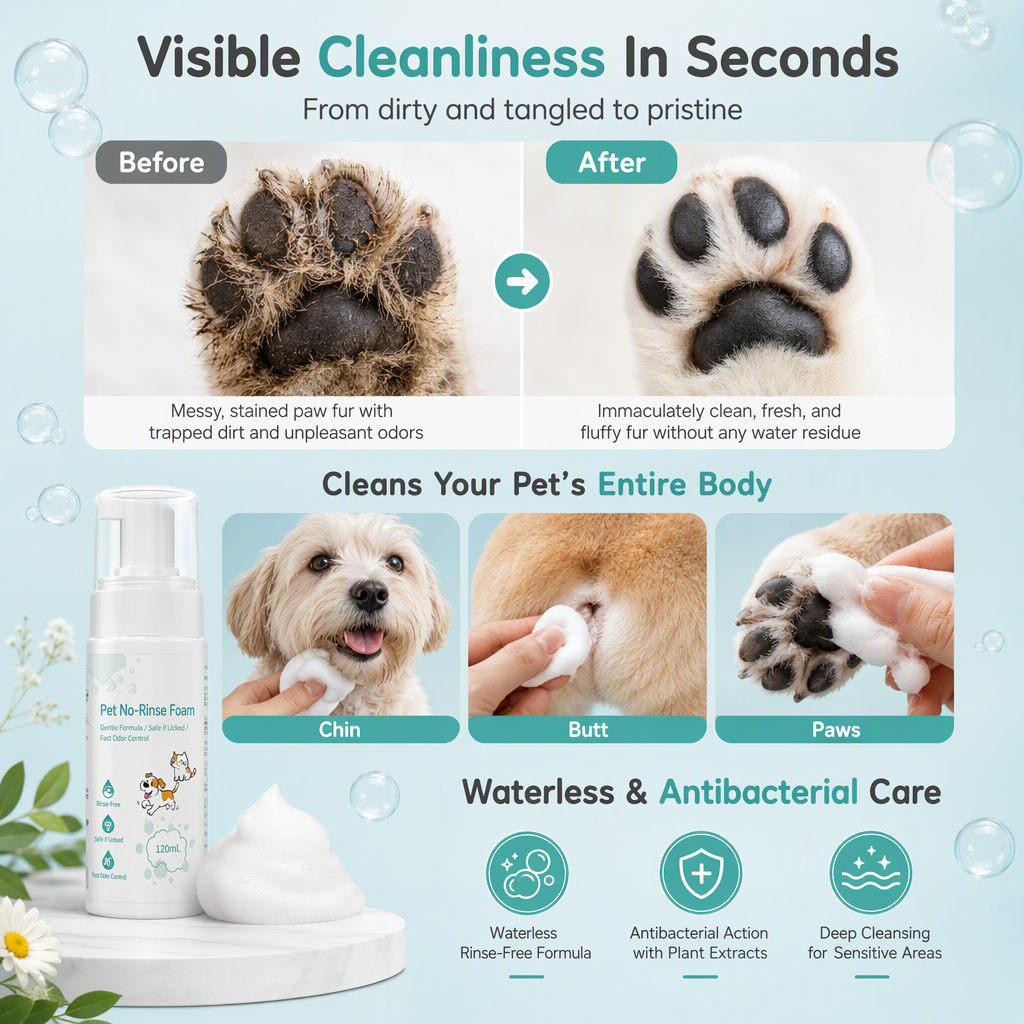 🥳VENTE FLASH 2026 -70% !💞50K+ VENDUS !🐶Rafraîchissez vos animaux instantanément ! Mousse Nettoyante Sans Rinçage et Sans Eau pour Animaux