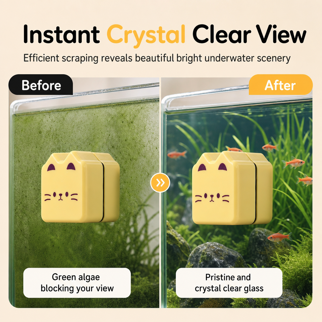 🔥 50% DE RÉDUCTION ! ✨Nettoyeur magnétique double face pour vitres d'aquarium