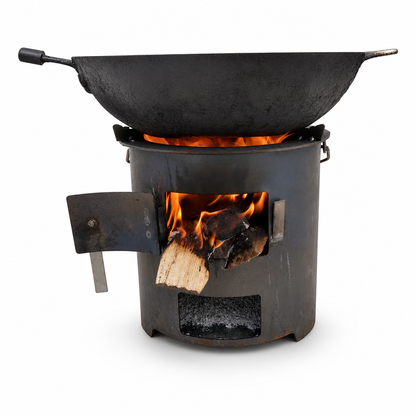 🎁 Nouveautés 2026 : -50%💥 Réchaud de camping en acier carbone robuste – Bois & charbon, circulation d'air améliorée, table de cuisson 3-en-1 🍳