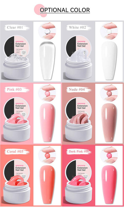 💅✨ PROMOTION D'ÉTÉ : 50 % DE RÉDUCTION ! Gel de renforcement pour extensions d'ongles — Ne coule pas, facile à utiliser 🥳