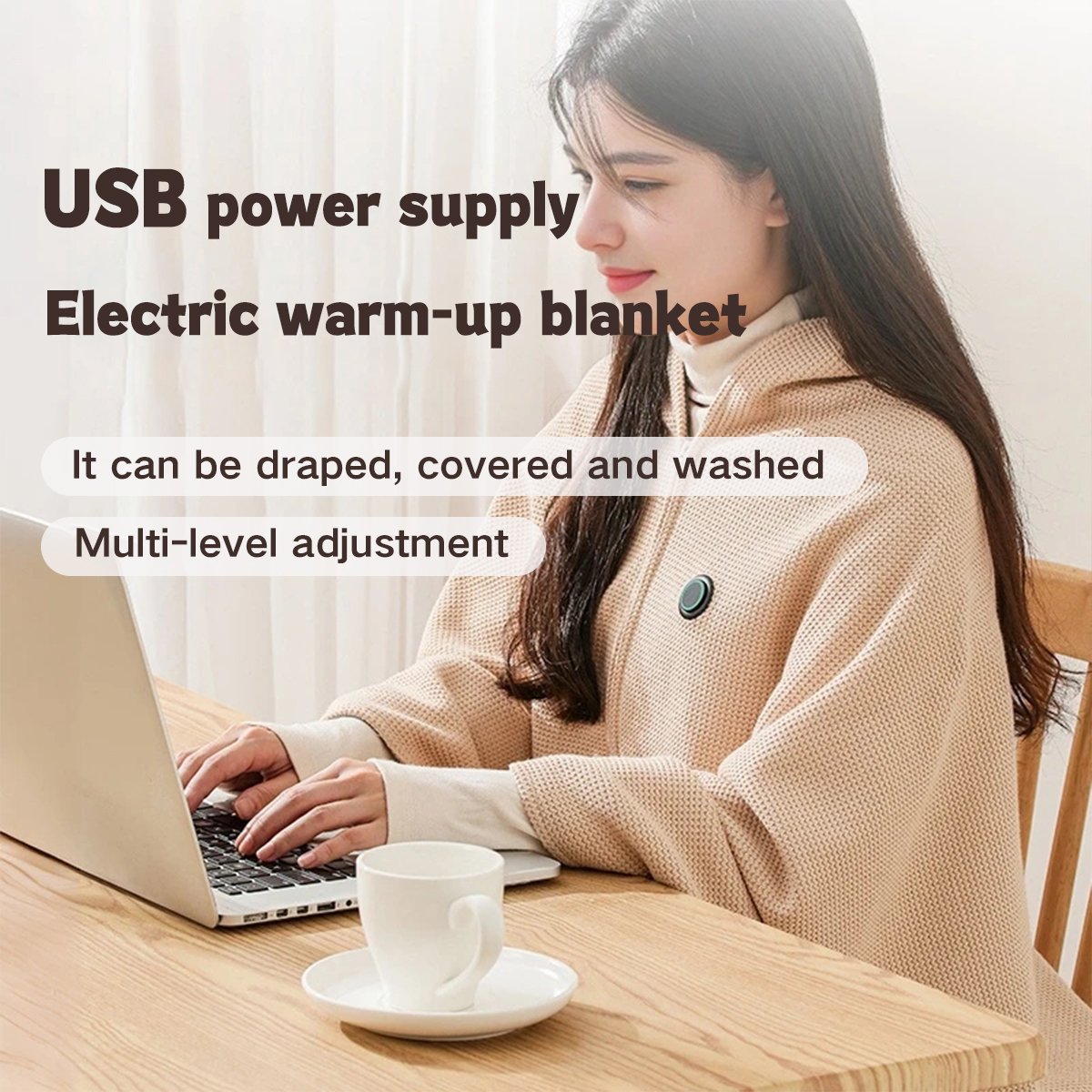 🔥 Soldes de Noël — 50 % DE RÉDUCTION ! ❄️ Restez au chaud tout l'hiver — Châle couverture chauffante électrique portable