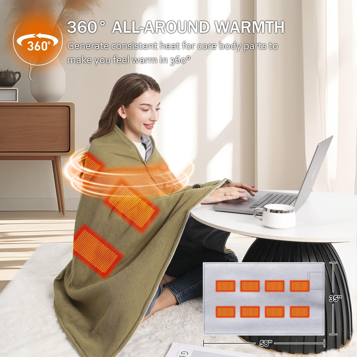 🔥 Soldes de Noël — 50 % de réduction ! ❄️ Restez au chaud tout l'hiver — Châle Couverture Chauffante Électrique Portable
