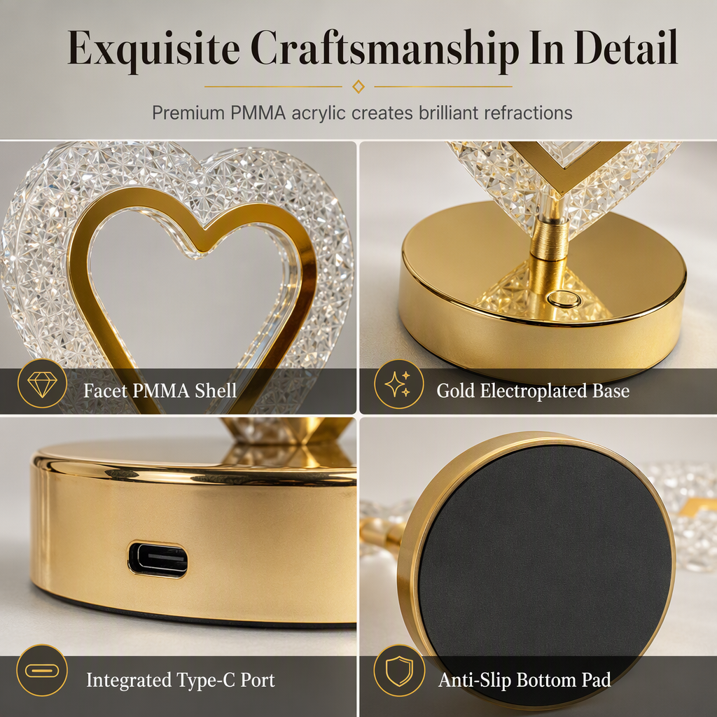 📢📢50 % DE RÉDUCTION !! ⏰ Veilleuse géométrique en cristal : commande tactile, 3 couleurs, rechargeable par USB, éclairage d'ambiance pour la chambre