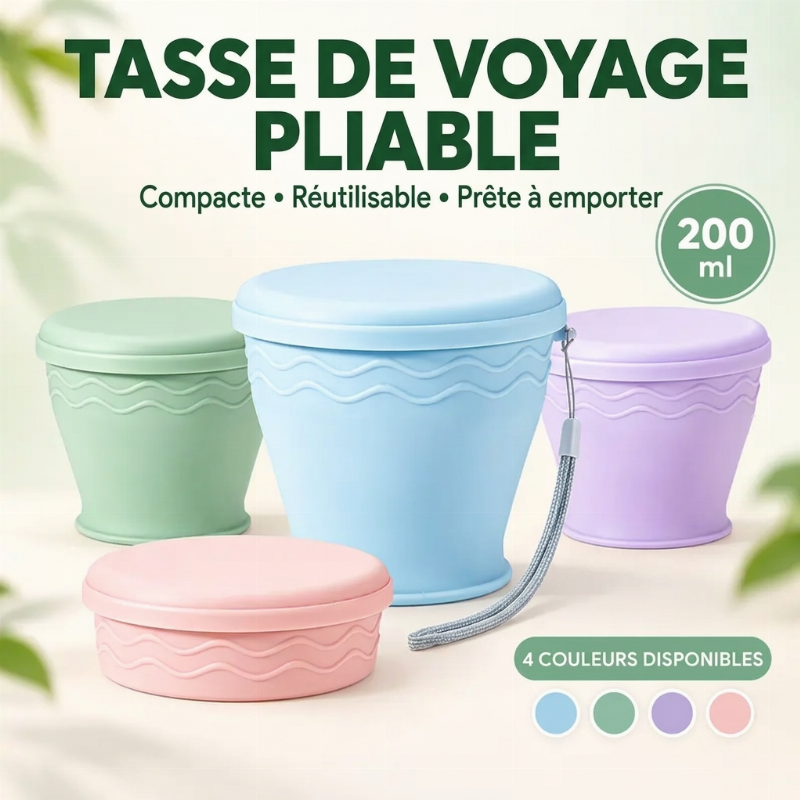 Gobelet de voyage en silicone pliable et portable