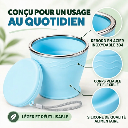 Gobelet de voyage en silicone pliable et portable