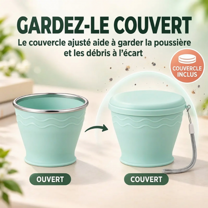 Gobelet de voyage en silicone pliable et portable