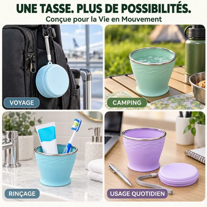 Gobelet de voyage en silicone pliable et portable