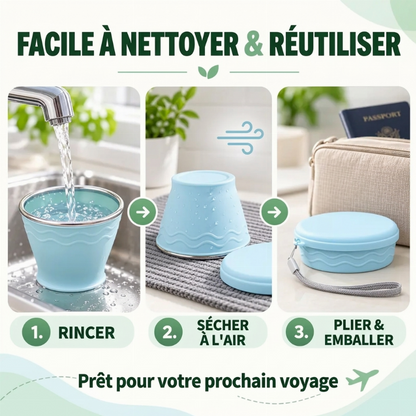 Gobelet de voyage en silicone pliable et portable