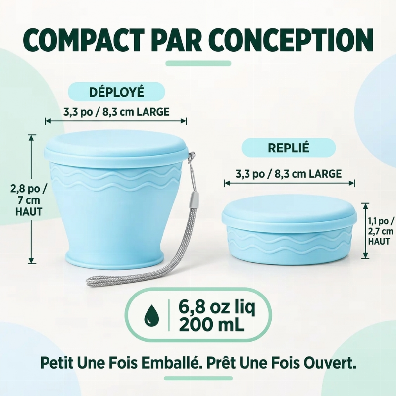 Gobelet de voyage en silicone pliable et portable
