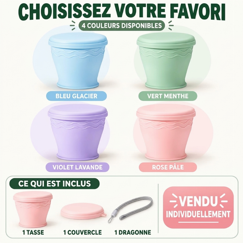 Gobelet de voyage en silicone pliable et portable