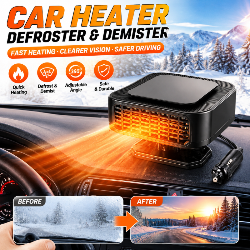 🚗❄️ 50 % DE RÉDUCTION ! Chauffage et dégivreur portable pour voiture – dégivrage et désembuage rapides, modes « chauffage » et « ventilateur » 2 en 1, socle pivotant à 360°. Un pare-brise dégagé en quelques secondes ! 🛡️✅