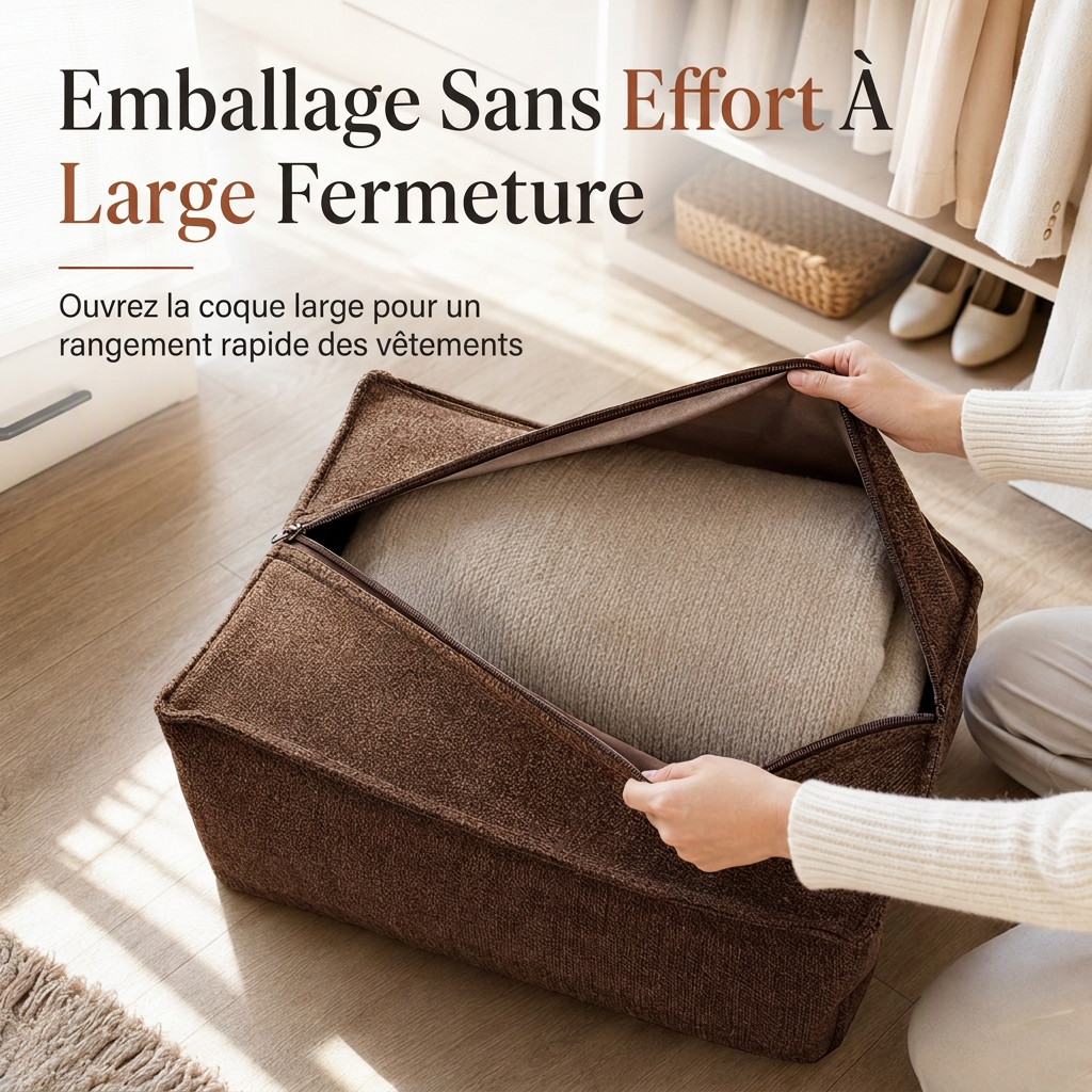 ⏳Offre spéciale à durée limitée⏰Housse pour repose-pieds de rangement : Remplissage avec vêtements, support de 100 kg, large fermeture éclair, lavable, 45x45x23cm