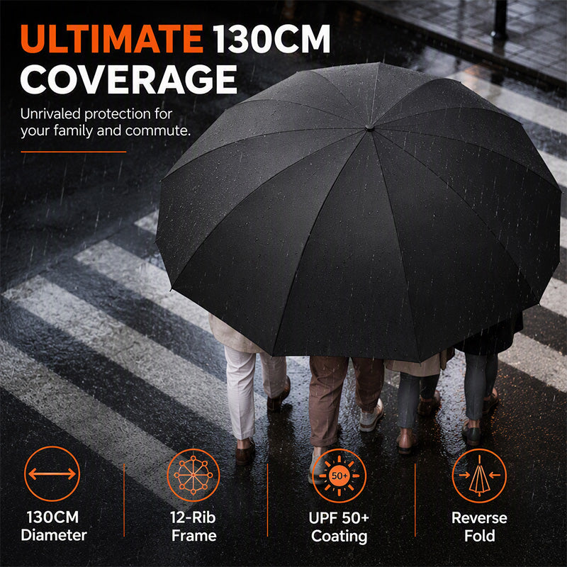 🔥 VENTE ÉCLAIR 🔥 Grand parasol pliable et résistant au vent – diamètre de 130 cm pour 4 personnes – armature en acier renforcée avec 12 baleines – UPF 50+ – 7 couleurs ! ☔✨