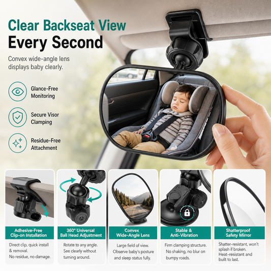 🚲 50% DE RÉDUCTION!  Miroir convexe grand angle – Ventouse & clip, 12,5cm, pour recul ✨