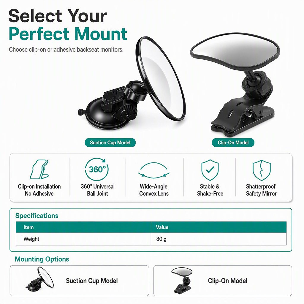 🚲 50% DE RÉDUCTION!  Miroir convexe grand angle – Ventouse & clip, 12,5cm, pour recul ✨
