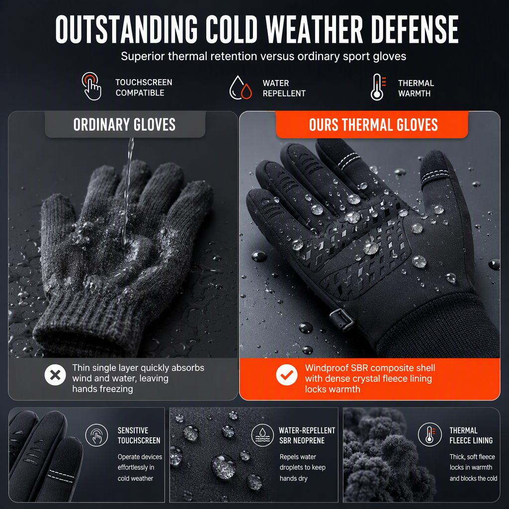 Gants de cyclisme d'hiver imperméables pour hommes et femmes