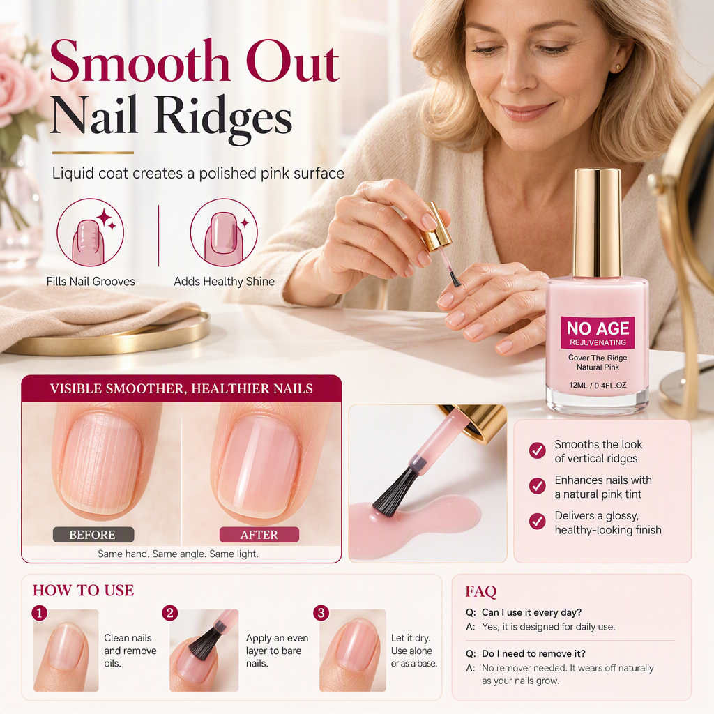 💅-50 % MAINTENANT ! Combleur de stries pour ongles rose naturel 12 ml, couche lissante revitalisante pour ongles, masque instantanément les stries verticales pour des ongles brillants et sains