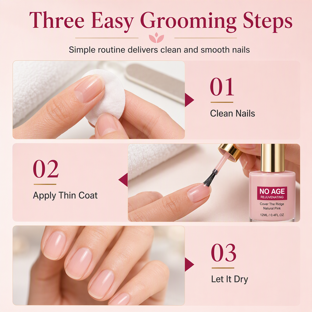 💅-50 % MAINTENANT ! Combleur de stries pour ongles rose naturel 12 ml, couche lissante revitalisante pour ongles, masque instantanément les stries verticales pour des ongles brillants et sains