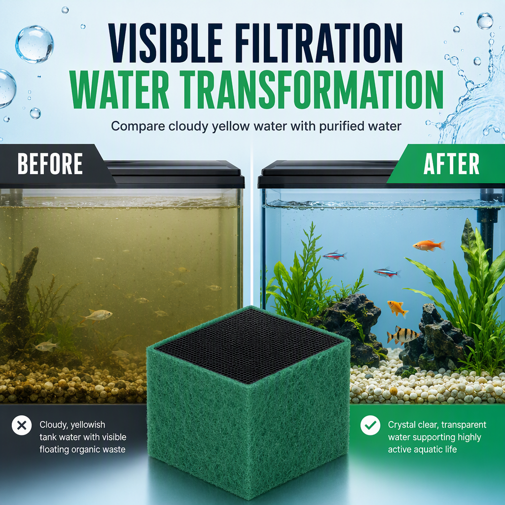 Cube de filtre au charbon actif pour la purification de l'eau d'aquarium
