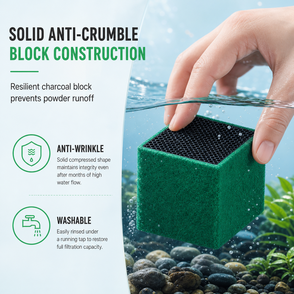 Cube de filtre au charbon actif pour la purification de l'eau d'aquarium