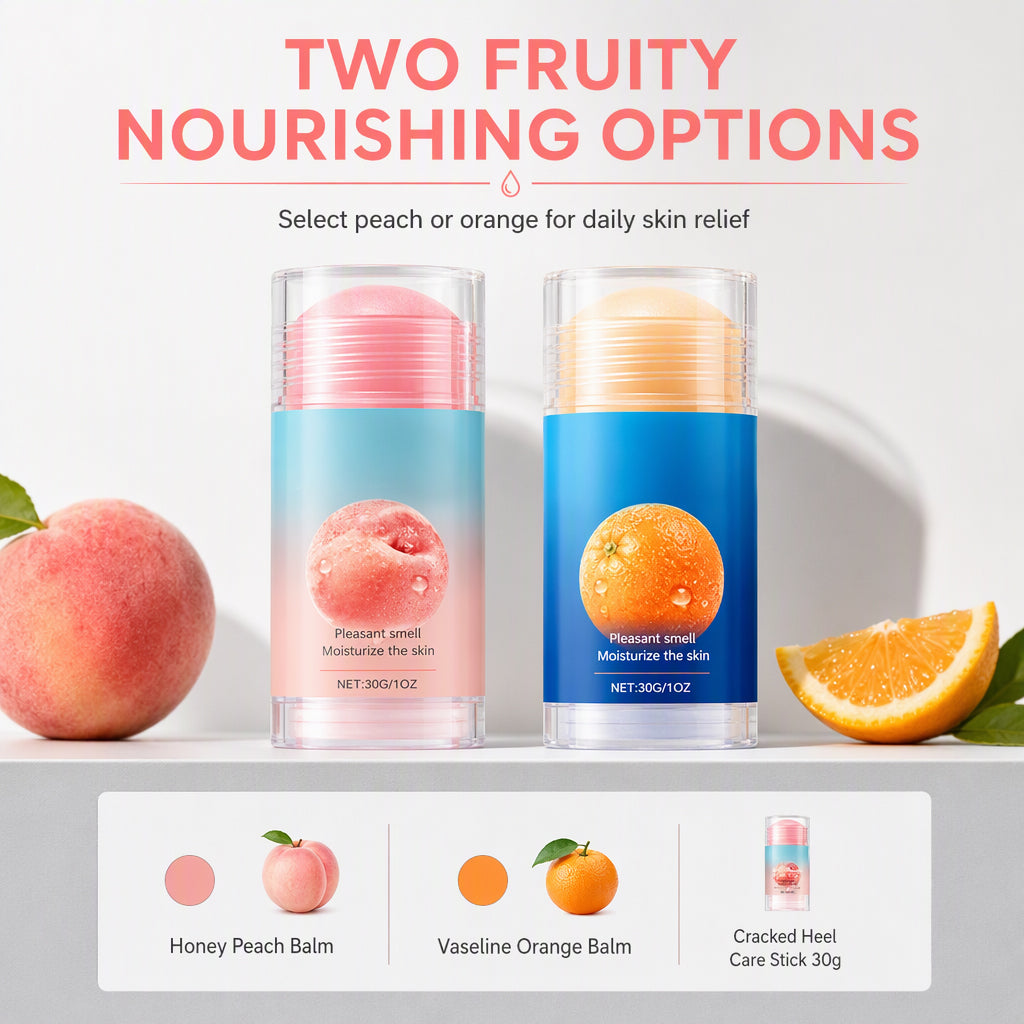🔥OFFRE ÉCLATANTE🔥 Stick hydratant au gel de pétrole – Squalane et acide hyaluronique, application sans les mains – Pour les mains, les pieds et les talons secs – Pêche ou orange – 35 g ! 🧴✨